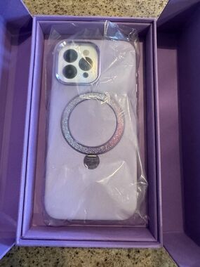 iPhone 15 Pro Max phone case NIB purple with glitter